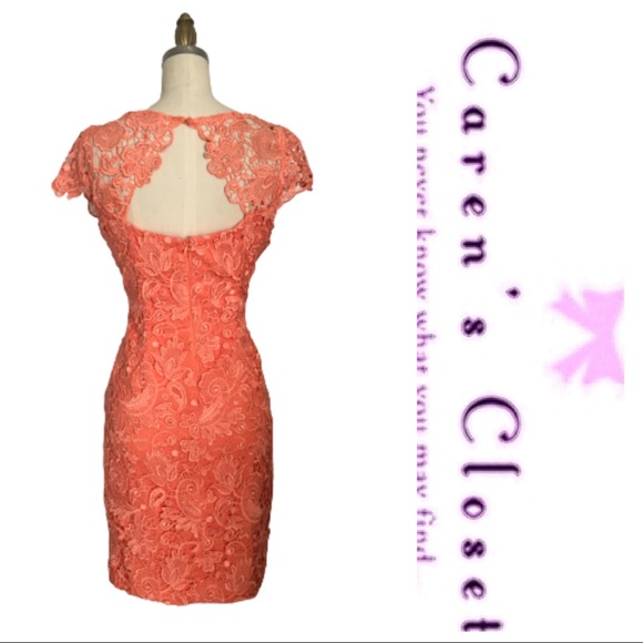 Vince Camuto  Peach Lace Party Cocktail Dress - Picture 2 of 9